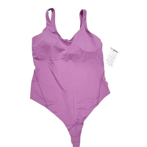 Lululemon Align Nulu Bodysuit Thong Sz 12 VLVD Pink Padded Shelf Bra NWT $148